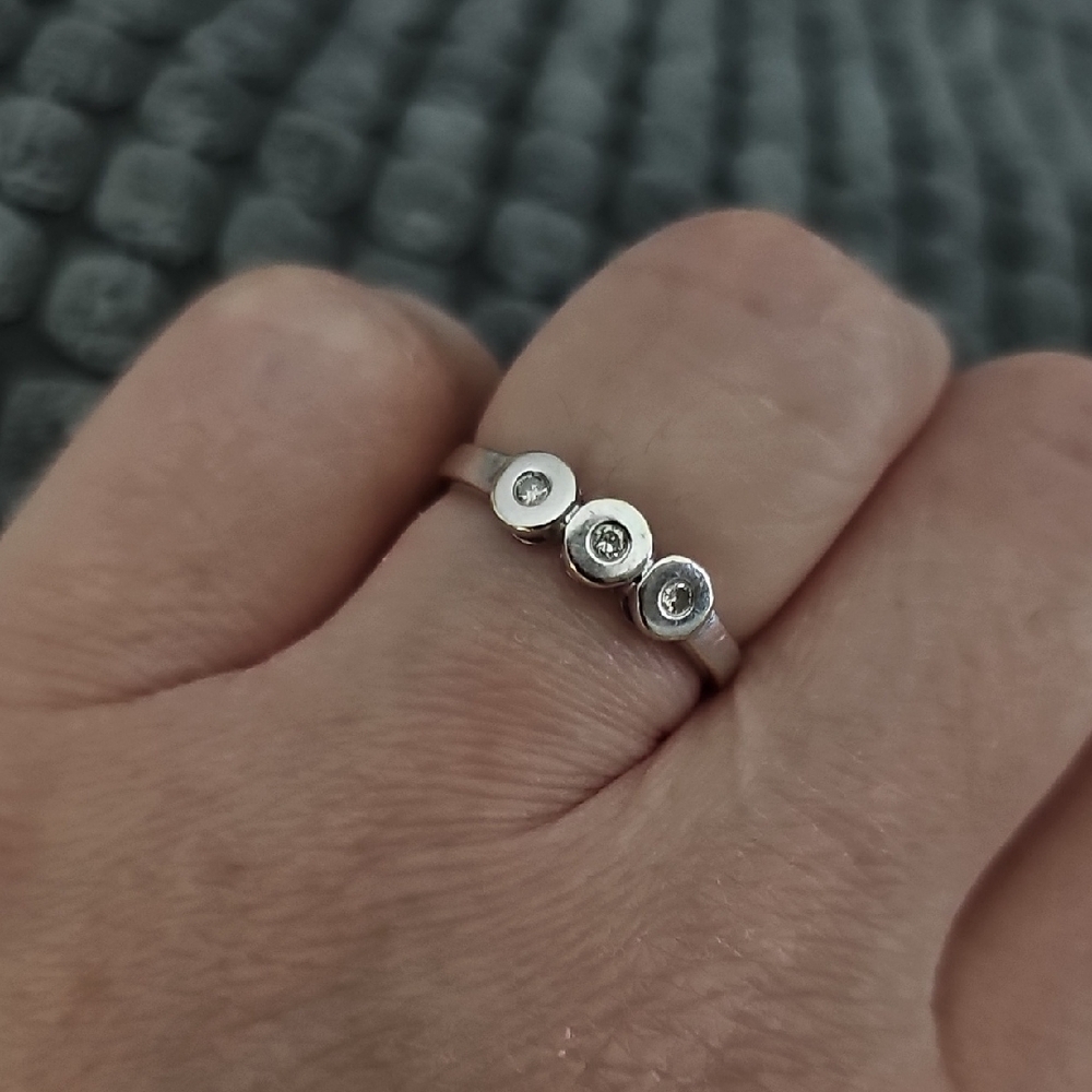14K WG Ring with Bezel Set Diamonds 6.75